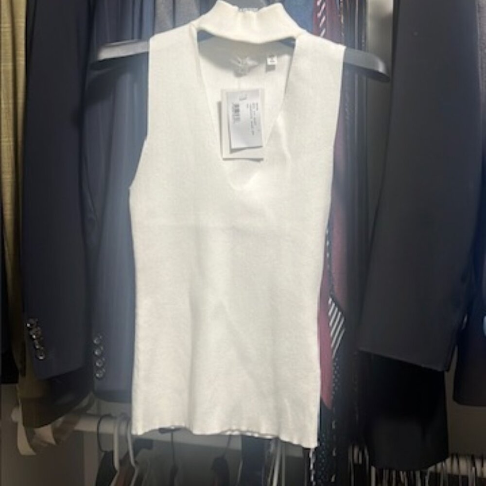 A.L.C. - Women's Colby Choker Ribbed Top White Size P (NWT)